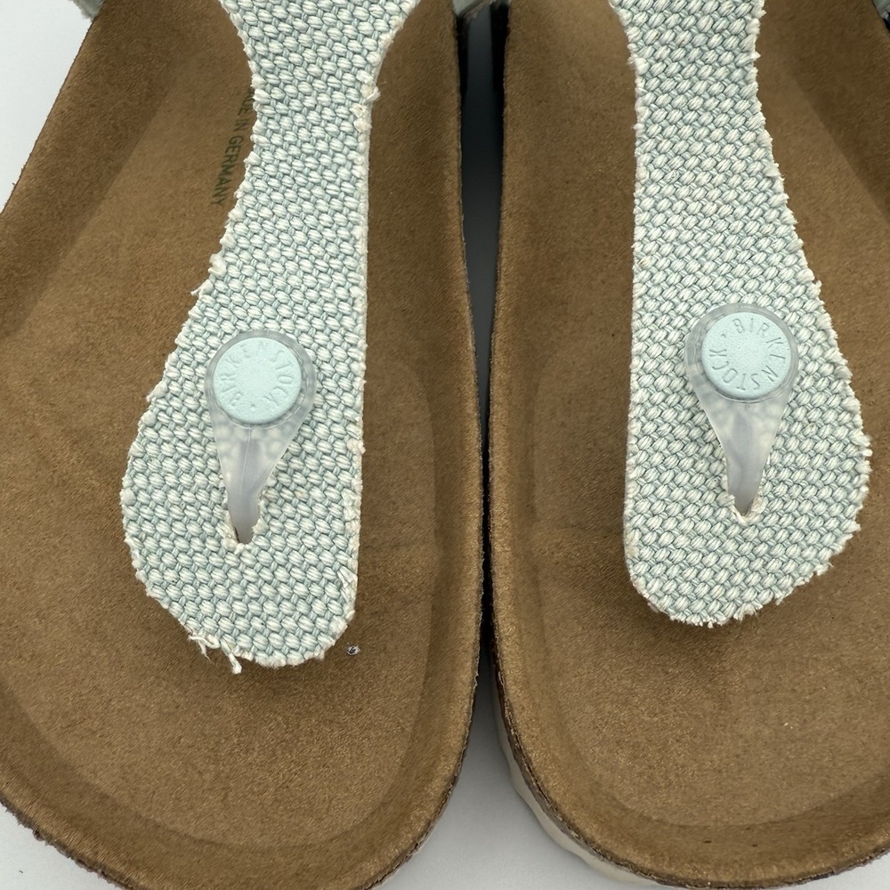Birkenstock Gizeh Sandals Vegan Textured M6/W8 Slip On Light Blue T-Bar Thong - Picture 7 of 8